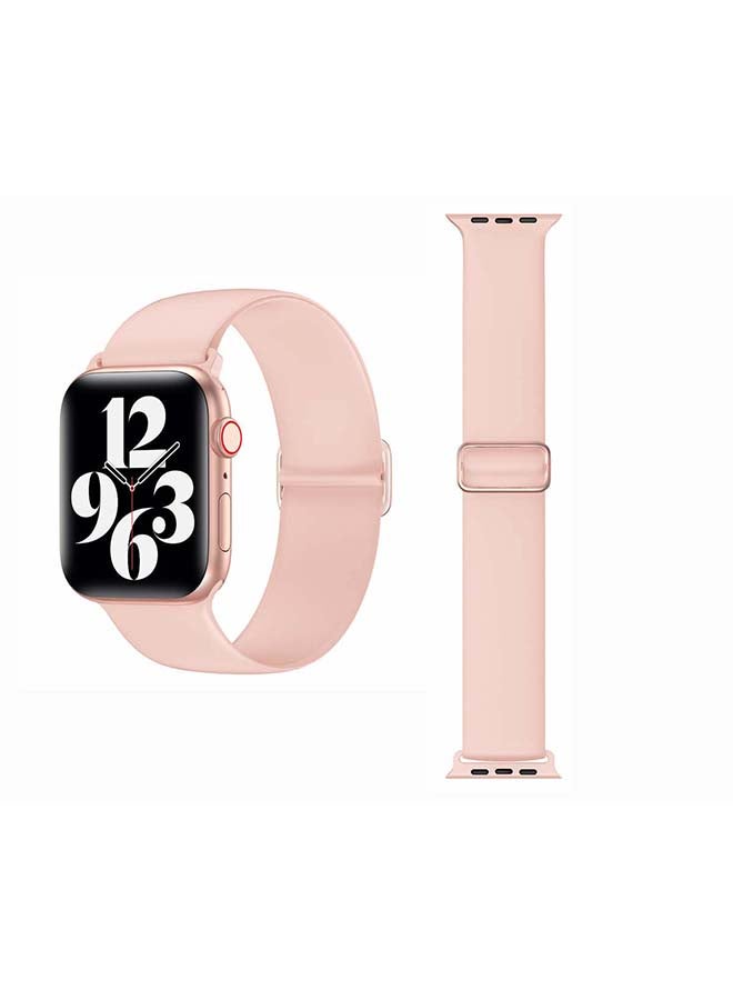 Perfii - Adjustable Silicone Solo Loop Band for Apple Watch Series 1/2/3/4/5/6/SE 40/38mm Pink Sand - Image 1