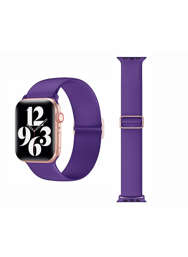 Perfii - Adjustable Silicone Solo Loop Band for Apple Watch Series 1/2/3/4/5/6/SE 40/38mm Purple - Image 1