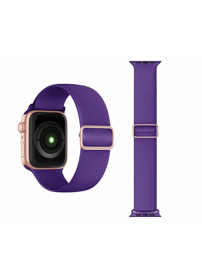 Perfii - Adjustable Silicone Solo Loop Band for Apple Watch Series 1/2/3/4/5/6/SE 40/38mm Purple - Image 1