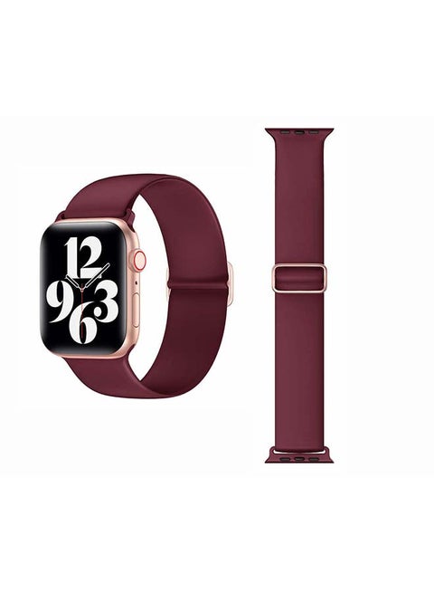 Adjustable Silicone Solo Loop Band for Apple Watch Series 1/2/3/4/5/6/SE 40/38mm Wine Red