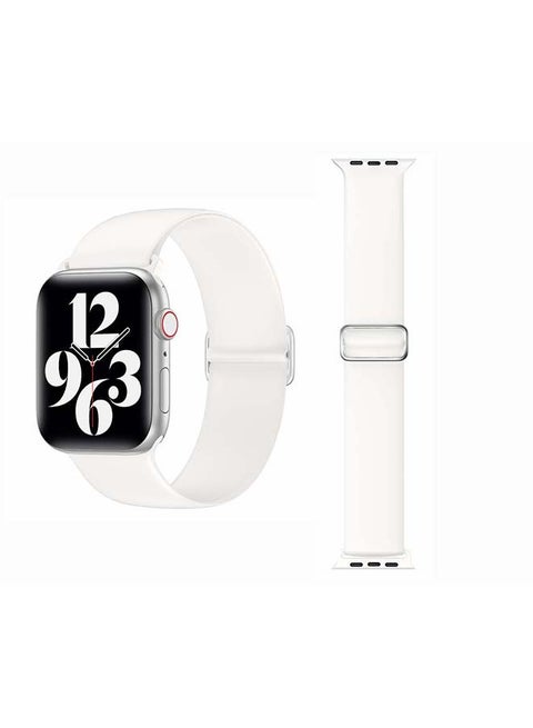 Adjustable Silicone Solo Loop Band for Apple Watch Series 1/2/3/4/5/6/SE 40/38mm White