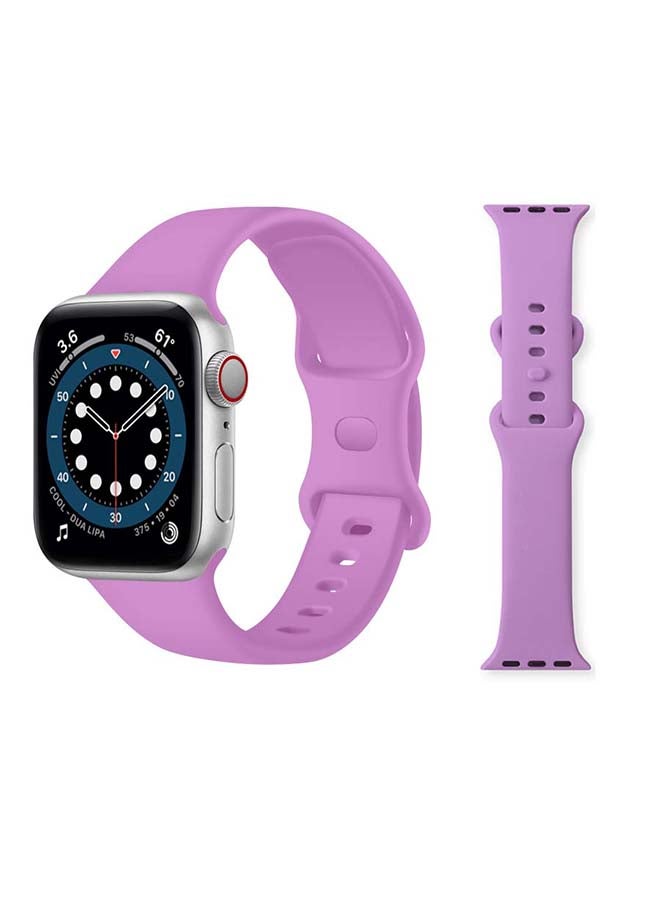 Perfii - Infinity Solid Silicone Replacement Band for Apple Watch Series 1/2/3/4/5/6/SE 44/42mm Light Purple - Image 1