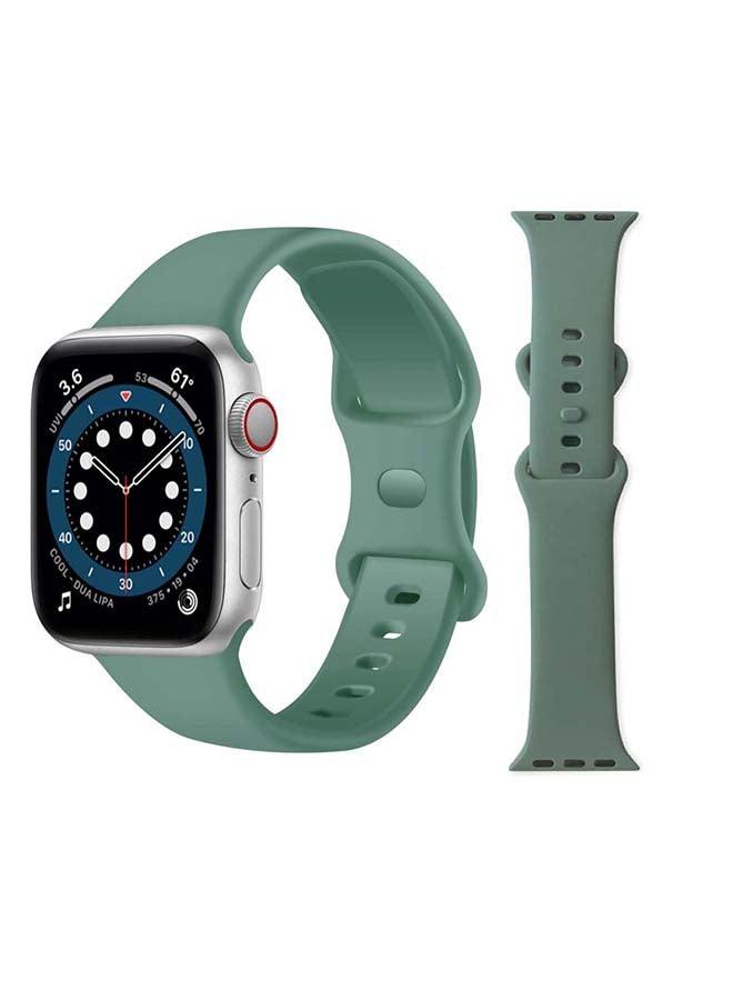 Perfii - Infinity Solid Silicone Replacement Band for Apple Watch Series 1/2/3/4/5/6/SE 44/42mm Pine Green - Image 1