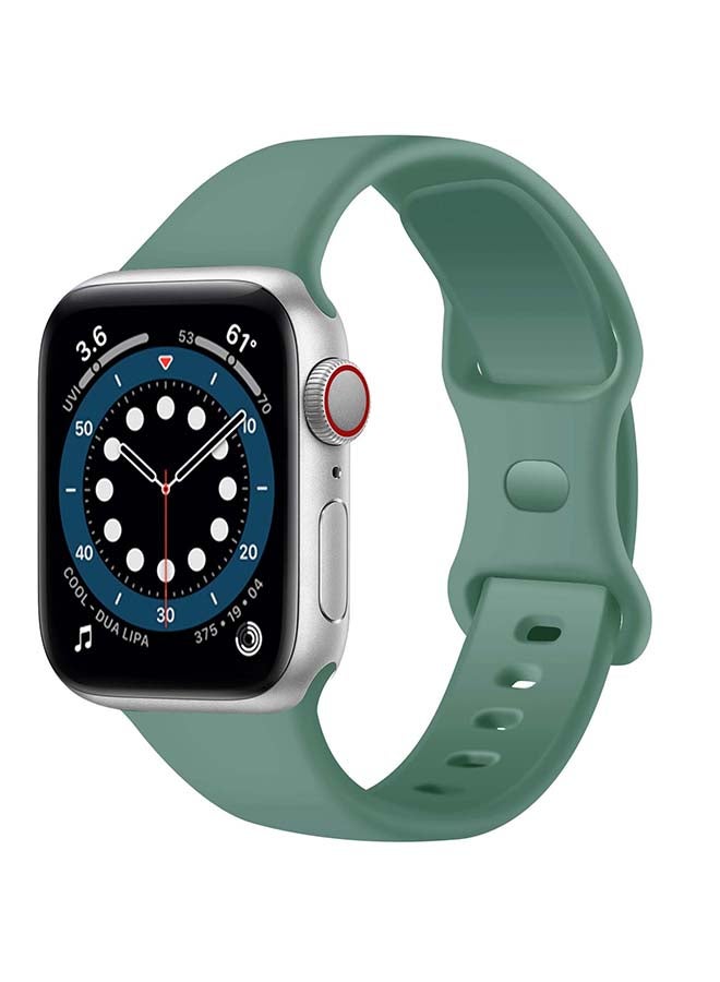 Perfii - Infinity Solid Silicone Replacement Band for Apple Watch Series 1/2/3/4/5/6/SE 44/42mm Pine Green - Image 1