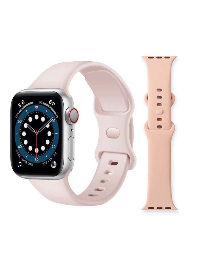 Perfii - Infinity Solid Silicone Replacement Band for Apple Watch Series 1/2/3/4/5/6/SE 44/42mm Pink Sand - Image 1