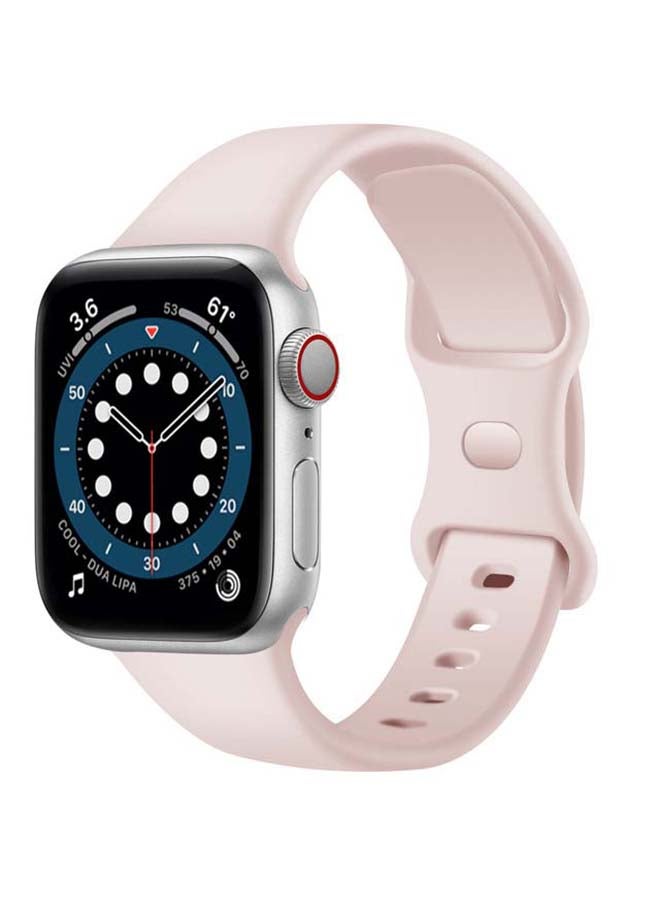 Perfii - Infinity Solid Silicone Replacement Band for Apple Watch Series 1/2/3/4/5/6/SE 44/42mm Pink Sand - Image 1