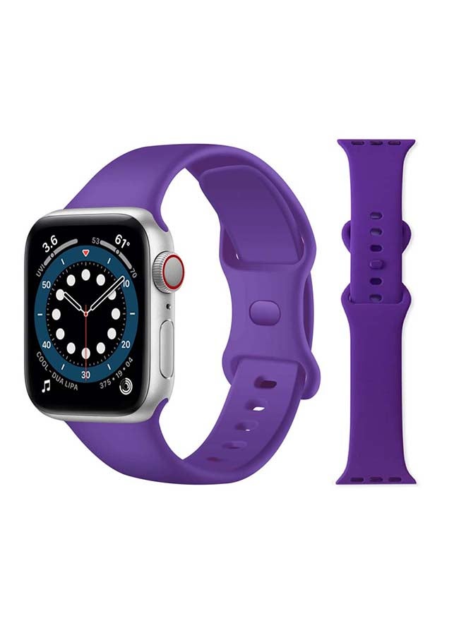 Perfii - Infinity Solid Silicone Replacement Band for Apple Watch Series 1/2/3/4/5/6/SE 44/42mm Purple - Image 1