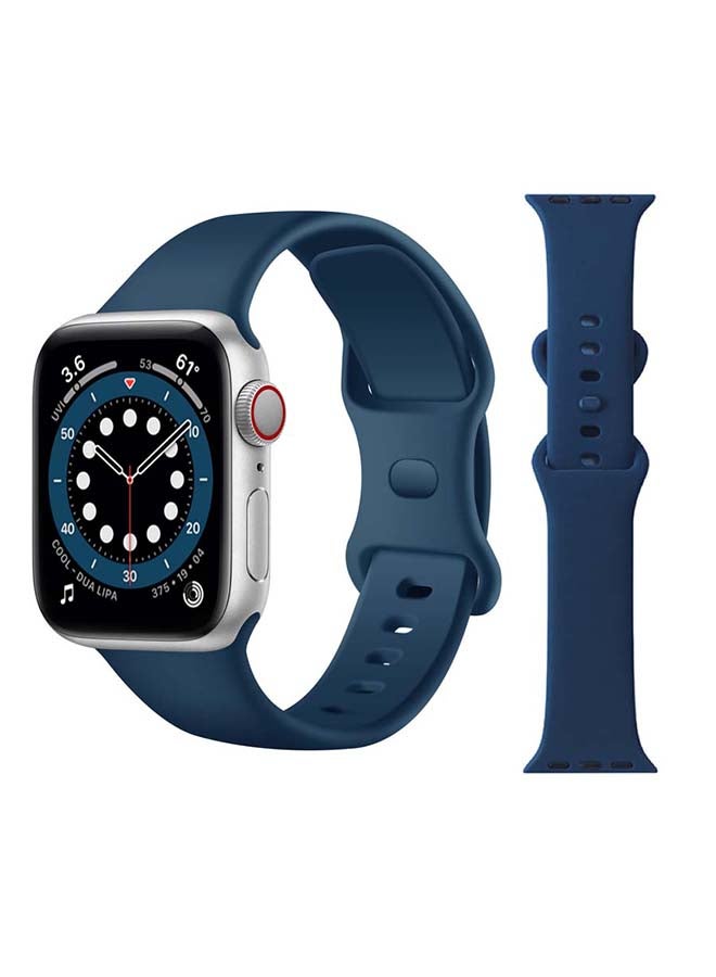 Perfii - Infinity Solid Silicone Replacement Band for Apple Watch Series 1/2/3/4/5/6/SE 44/42mm Blue - Image 1