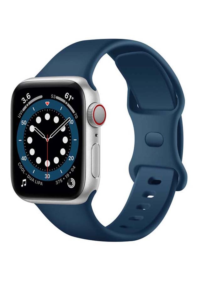 Perfii - Infinity Solid Silicone Replacement Band for Apple Watch Series 1/2/3/4/5/6/SE 44/42mm Blue - Image 1