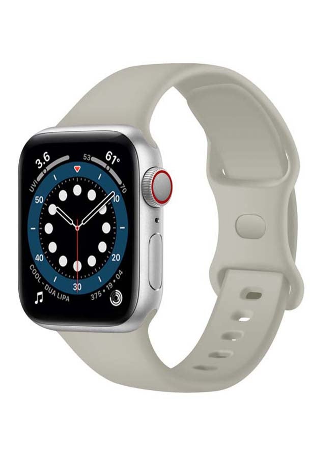 Perfii - Infinity Solid Silicone Replacement Band for Apple Watch Series 1/2/3/4/5/6/SE 44/42mm Stone - Image 1