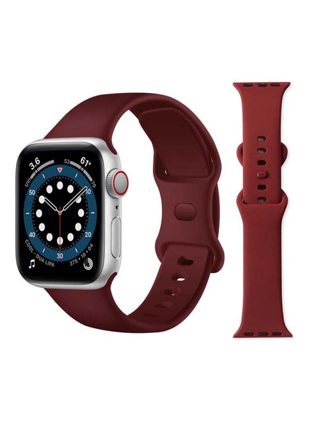 Perfii Infinity Solid Silicone Replacement Band for Apple Watch Series 1/2/3/4/5/6/SE 44/42mm Red - Image 1