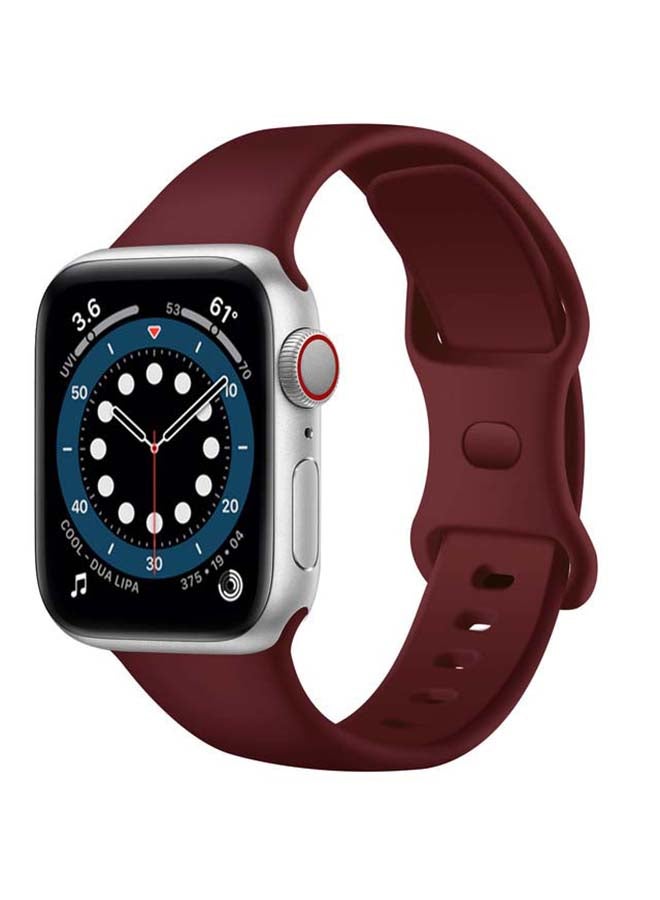 Perfii Infinity Solid Silicone Replacement Band for Apple Watch Series 1/2/3/4/5/6/SE 44/42mm Red - Image 2