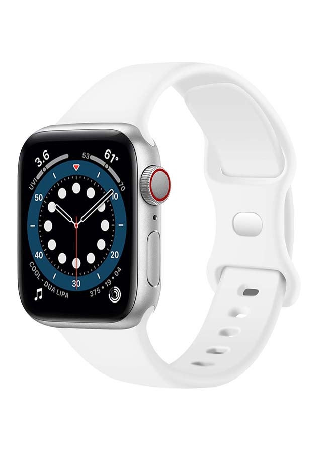 Perfii - Infinity Solid Silicone Replacement Band for Apple Watch Series 1/2/3/4/5/6/SE 44/42mm White - Image 1