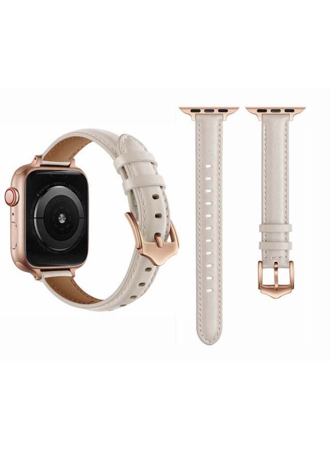بيرفيي سوار بديل من الجلد لساعة أبل سيريز 6/SE/5/4/3/2/1 مقاس 40/38 مم أبيض - Image 2
