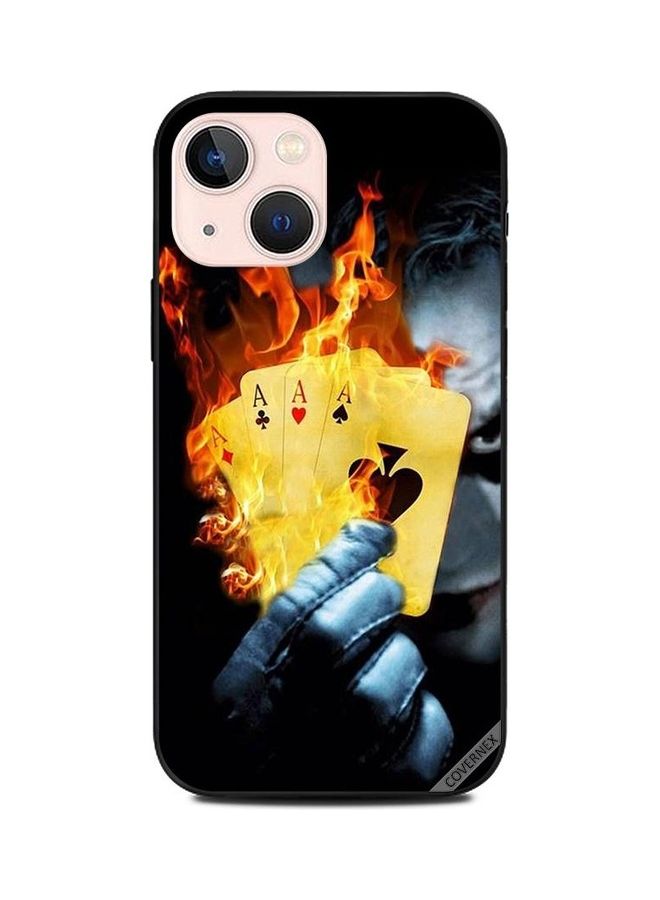 كوفرنيكس غطاء حماية واقٍ بطبعة يد تمسك ببطاقات محترقة لهاتف أبل آيفون 13 ميني متعدد الألوان - Image 1