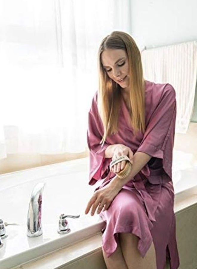 MainBasics Natural Dry Bristle Exfoliating Body Brush For Lymphatic Drainage Brown 18.3x16.3x3.3cm - Image 4