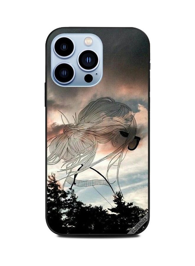 Covernex Doodle Girl From Right Back Printed Protective Case Cover For Apple iPhone 13 Pro Multicolour - Image 1