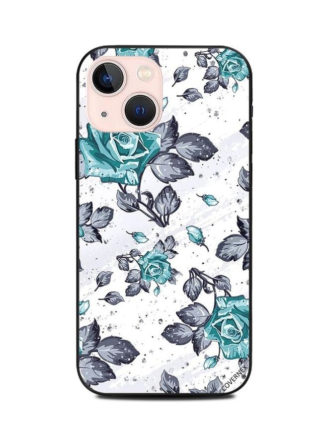 كوفرنيكس غطاء حماية واقٍ لهاتف أبل آيفون 13 ميني رسمة زهور خضراء بأوراق سوداء - Image 1