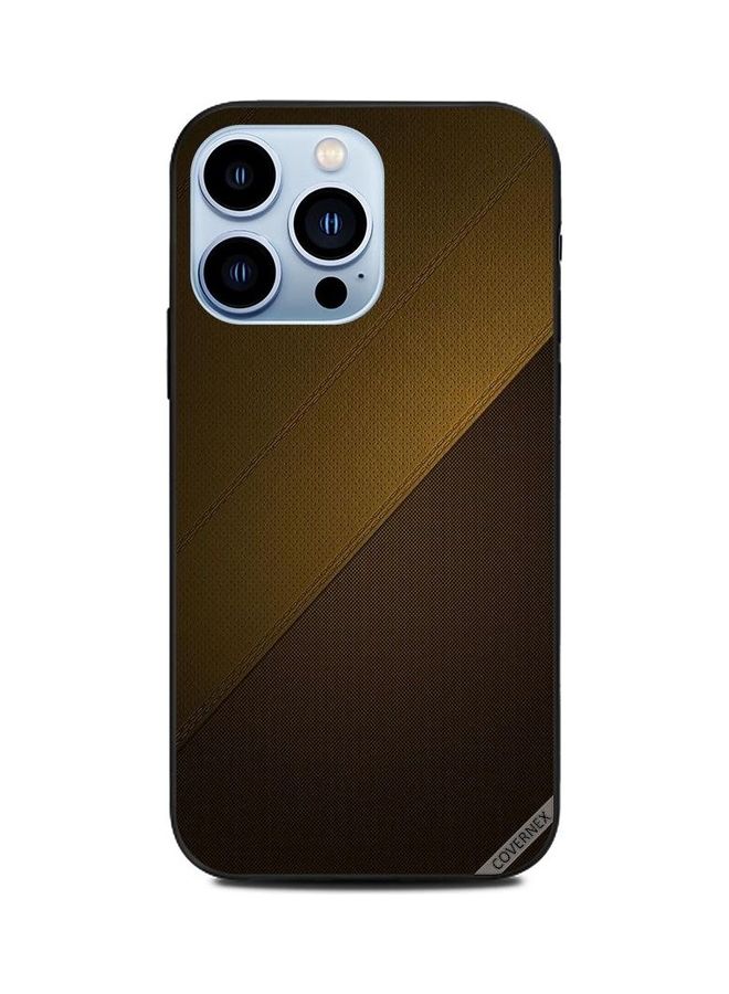 Covernex Apple iPhone 13 Pro Protective Case Cover Printed Featuring Dark Yellow & Brown Leather Pattern DESIGN_1575 - Image 1