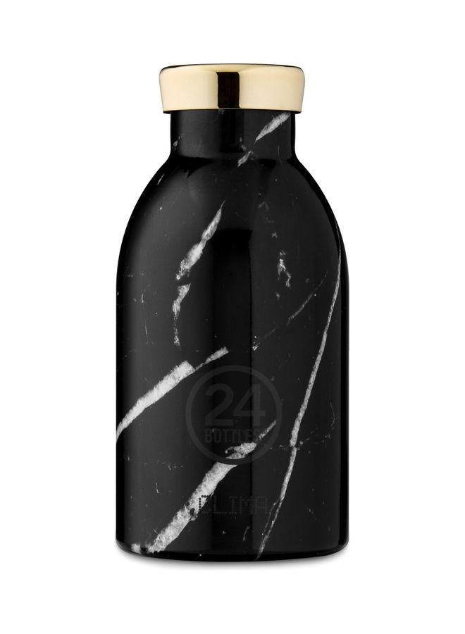 24Bottles - Marble Print Clima Double Walled Insulated Stainless Steel Water Bottle Black 7.3 x 15cm - Image 1