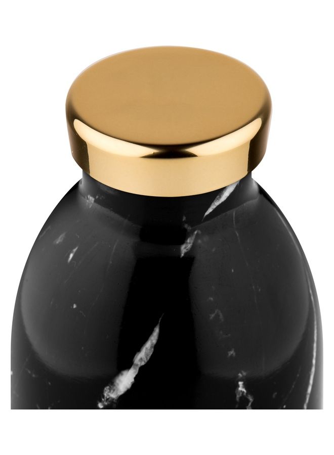 24Bottles - Marble Print Clima Double Walled Insulated Stainless Steel Water Bottle Black 7.3 x 15cm - Image 1