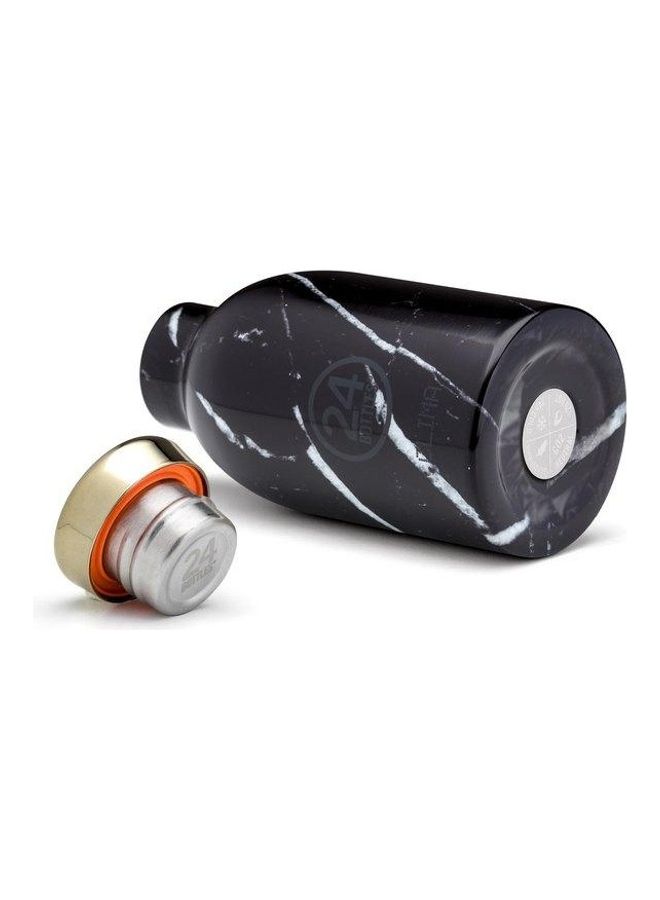 24Bottles - Marble Print Clima Double Walled Insulated Stainless Steel Water Bottle Black 7.3 x 15cm - Image 1