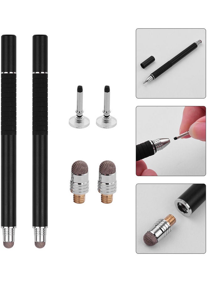 2-Set Of Two-In-One Precision Stylus Pen Black - Image 5