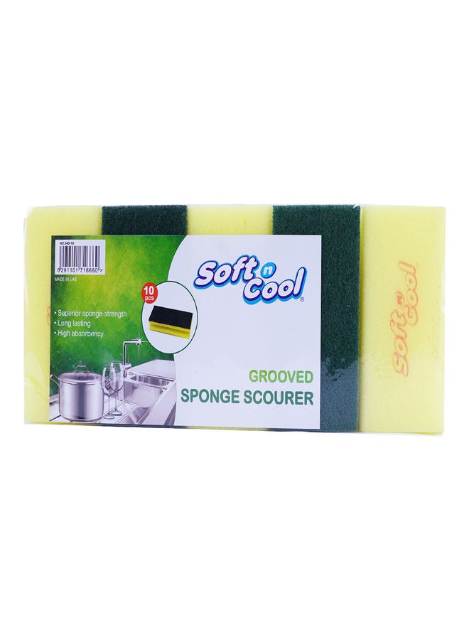 Hotpack Soft n Cool Hotpack Disposable Flexible Kitchen Sponge Large 14x7cm, 10 Pieces Yellow 14x7cm - Image 1