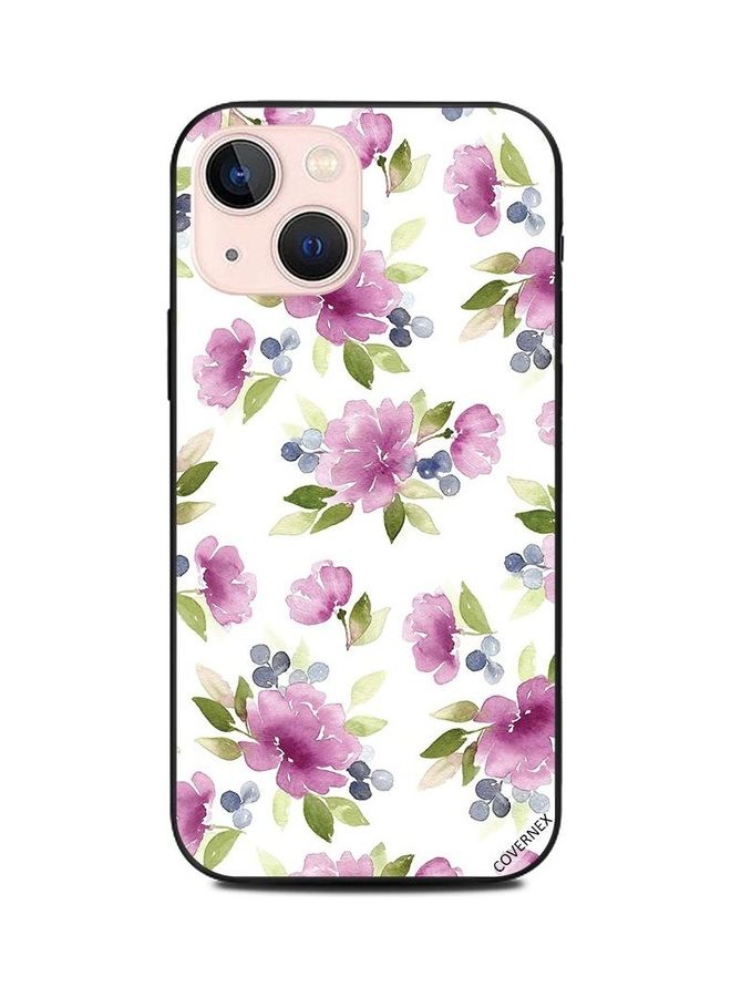 كوفرنيكس غطاء حماية واقٍ لهاتف أبل آيفون 13 ميني بطبعة تصميم زهور بنفسجية - Image 1