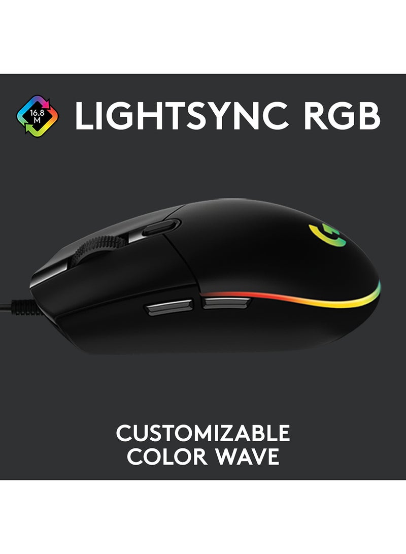 Logitech - G203 Light Sync Gaming Mouse With Customizable RGB Lighting, 6 Programmable Buttons, Gaming Grade Sensor, 8 k dpi Tracking,16.8mn Color, Light Weight Black - Image 1
