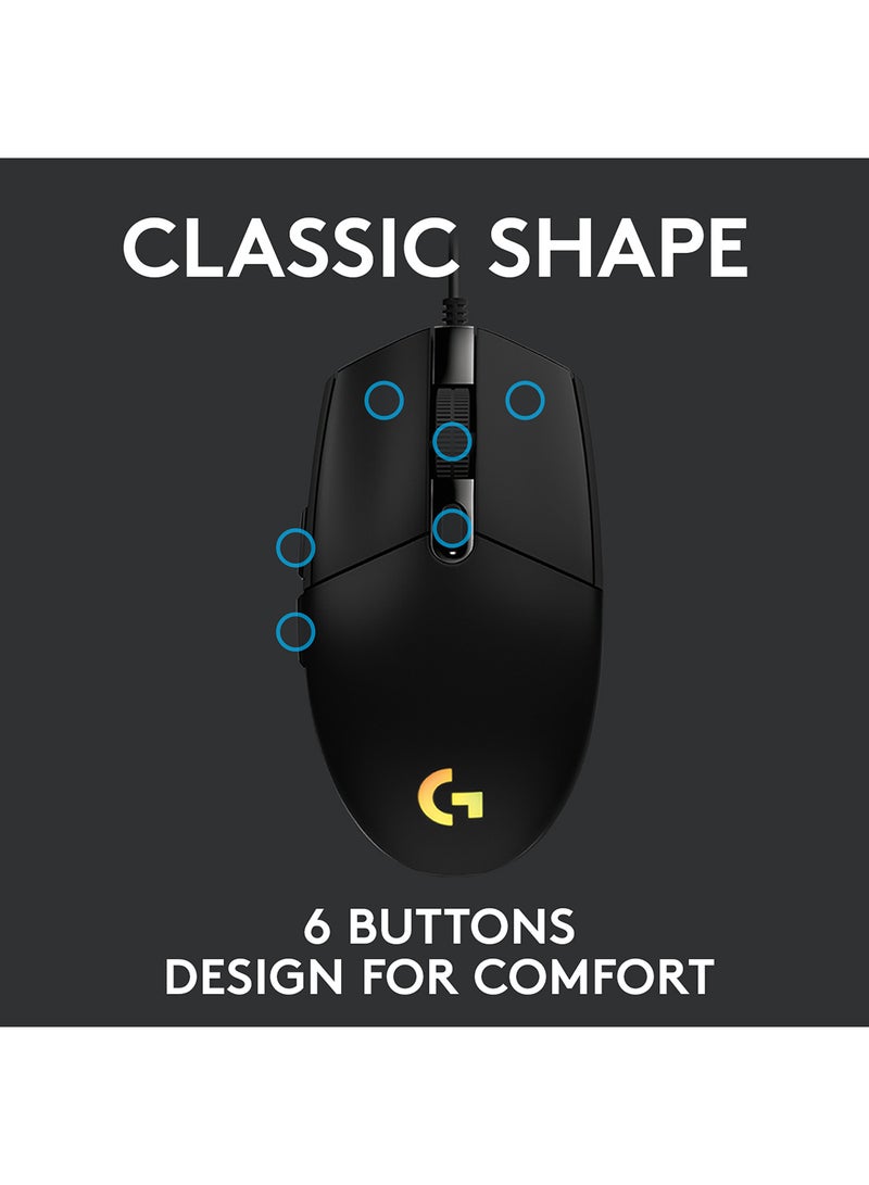 Logitech - G203 Light Sync Gaming Mouse With Customizable RGB Lighting, 6 Programmable Buttons, Gaming Grade Sensor, 8 k dpi Tracking,16.8mn Color, Light Weight Black - Image 1