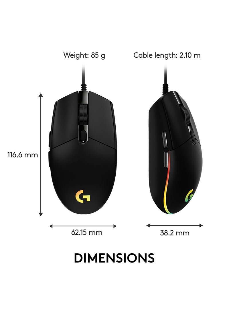 Logitech - G203 Light Sync Gaming Mouse With Customizable RGB Lighting, 6 Programmable Buttons, Gaming Grade Sensor, 8 k dpi Tracking,16.8mn Color, Light Weight Black - Image 1
