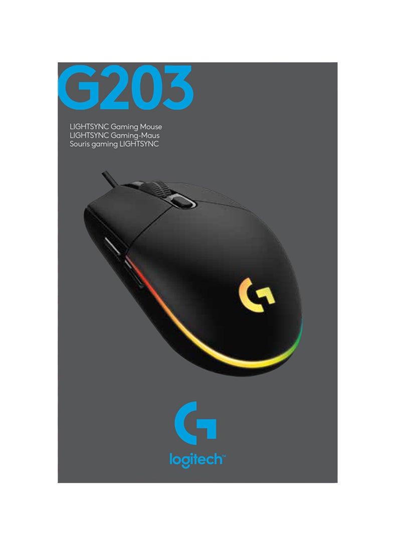 Logitech - G203 Light Sync Gaming Mouse With Customizable RGB Lighting, 6 Programmable Buttons, Gaming Grade Sensor, 8 k dpi Tracking,16.8mn Color, Light Weight Black - Image 1