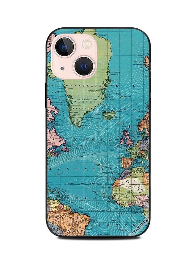 كوفرنيكس غطاء حماية واقٍ بطبعة بتصميم خريطة العالم لهاتف أبل آيفون 13 ميني متعدد الألوان - Image 1