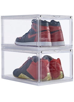 2-Piece Stackable Shoe Box Set Clear 13.5x7.5x10.6inch
