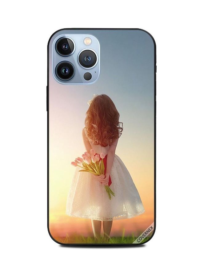 Covernex Standing Girl Hidding Flowers Printed Protective Case Cover For Apple iPhone 13 Pro Max Multicolour - Image 1