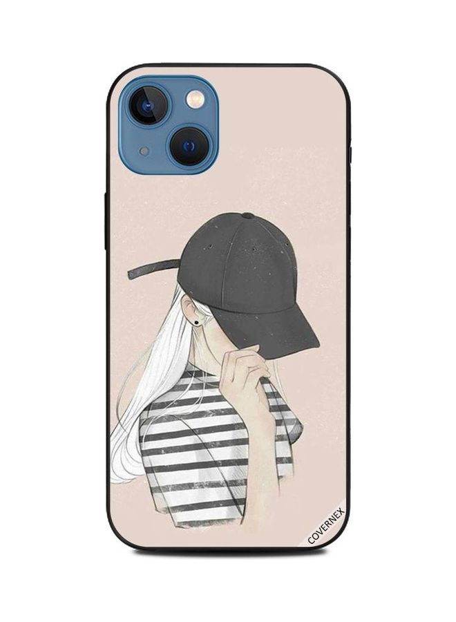 Covernex Girl Wear Shirt Of Black Strips Printed Protective Case Cover For Apple iPhone 13 Multicolour - Image 1