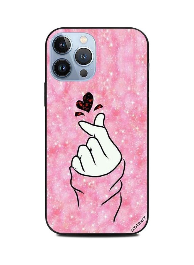 كوفرنيكس غطاء حماية بطبعة فرقعة أصابع وقلوب لامعة بلون وردي لهاتف أبل آيفون 13 برو ماكس متعدد الألوان - Image 1