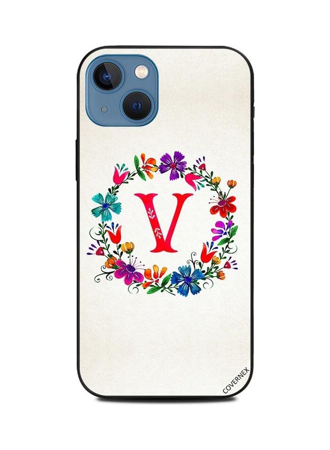 Covernex Alphabet V Printed Protective Case Cover For Apple iPhone 13 Multicolour  - Image 1