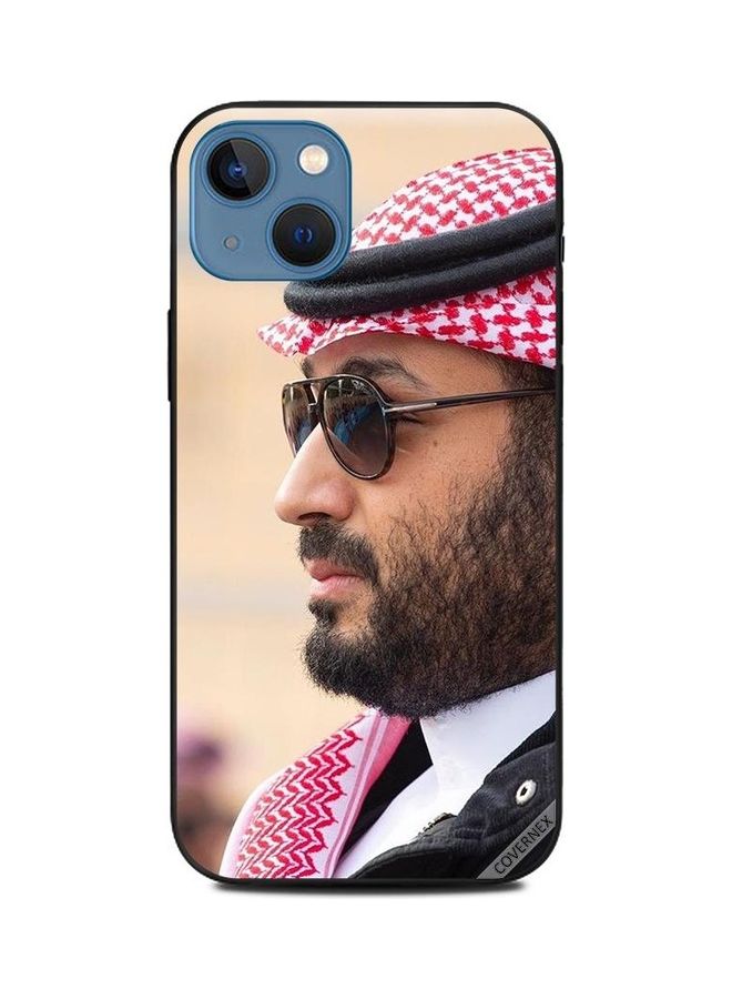 كوفرنيكس غطاء حماية واقٍ بطبعة بتصميم صورة الأمير محمد بن سلمان يرتدي نظارة لهاتف أبل آيفون 13 متعدد الألوان - Image 1