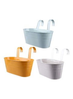 AIWANTO 3-Piece Hanging Flower Metal Pots Multicolour 21.5cm  - Image 1