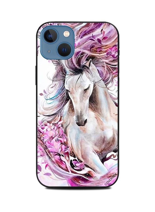 Covernex Apple iPhone 13 Protective Case Cover Printed Featuring Horse & Flowers DESIGN_1143 - Image 1