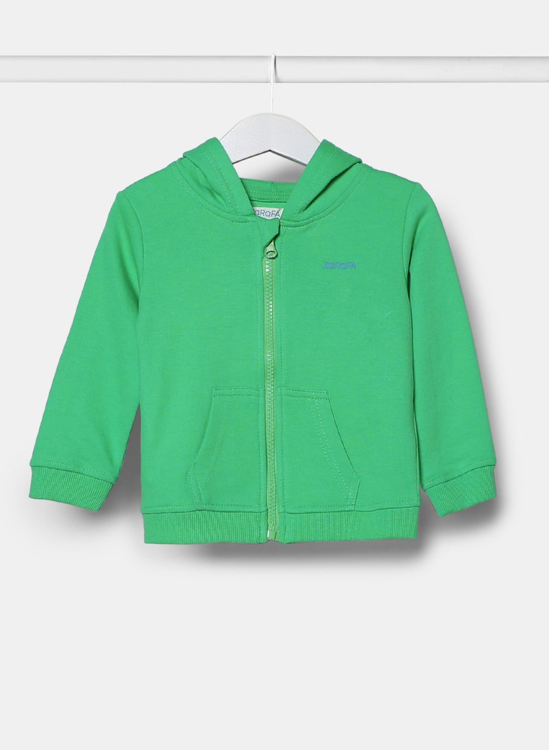 Zarafa Boys Hooded Neck Sleeve Zip-Through Green  - Image 1