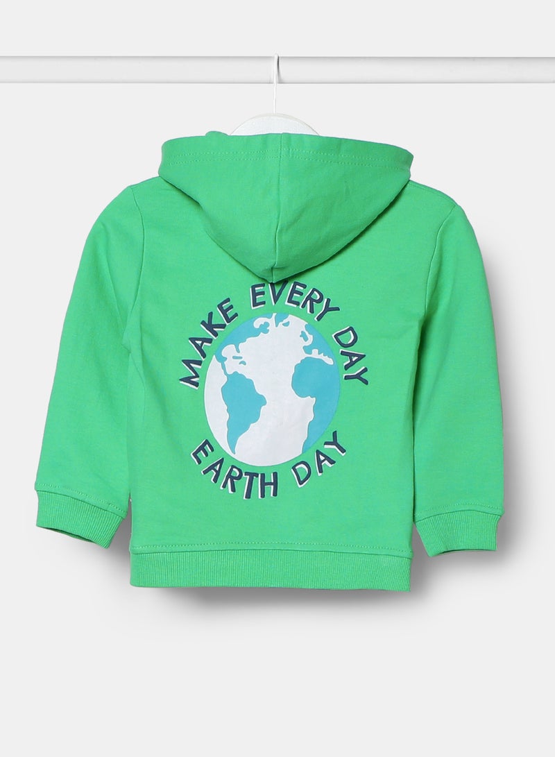 Zarafa Boys Hooded Neck Sleeve Zip-Through Green  - Image 2