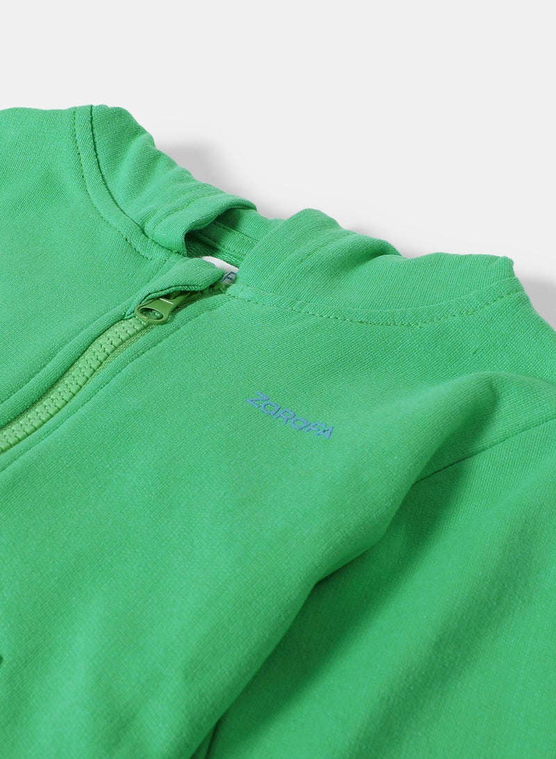 Zarafa Boys Hooded Neck Sleeve Zip-Through Green  - Image 4