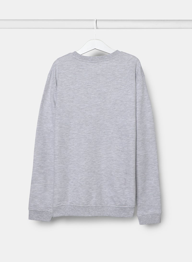 NEON Girls Sweat-Shirt  With Chest Print Grey Melange  - Image 2