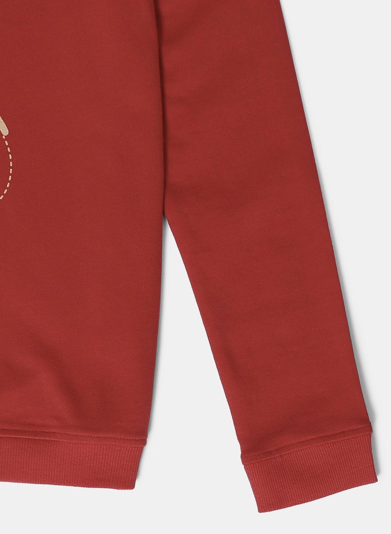 NEON - Girls Sweat Shirt  With Butterfly Print Dark Red - Image 1