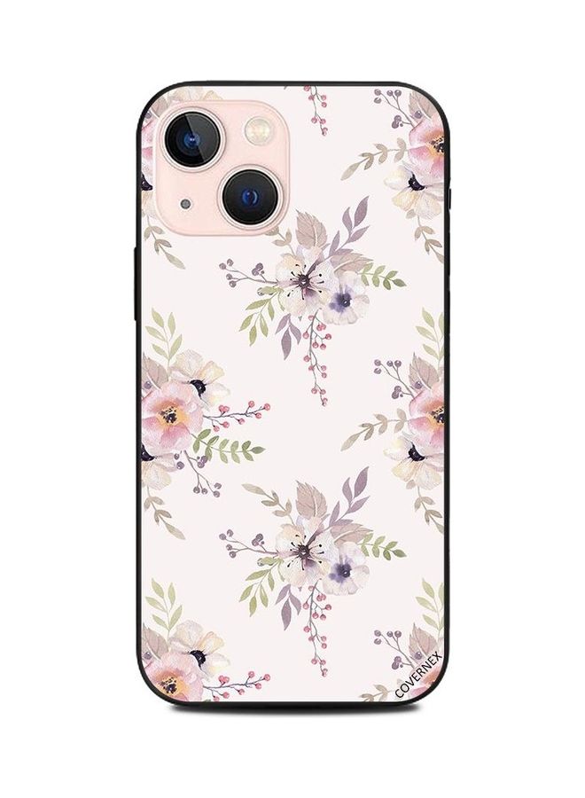 Covernex Protective Case Cover for Apple iPhone 13 Mini Cream Color Flowers Pattern - Image 1