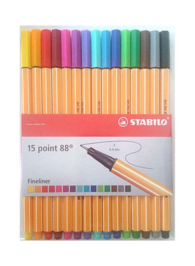 STABILO - Pack Of 15 Fineliner Pen Set With 80-Pages Anti-Stress Colouring Book Multicolour - Image 1