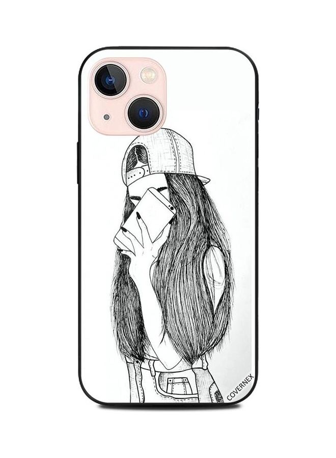 Covernex Drwaing Of Girl Making Photo Printed Protective Case Cover For Apple iPhone 13 Mini White/Black - Image 1